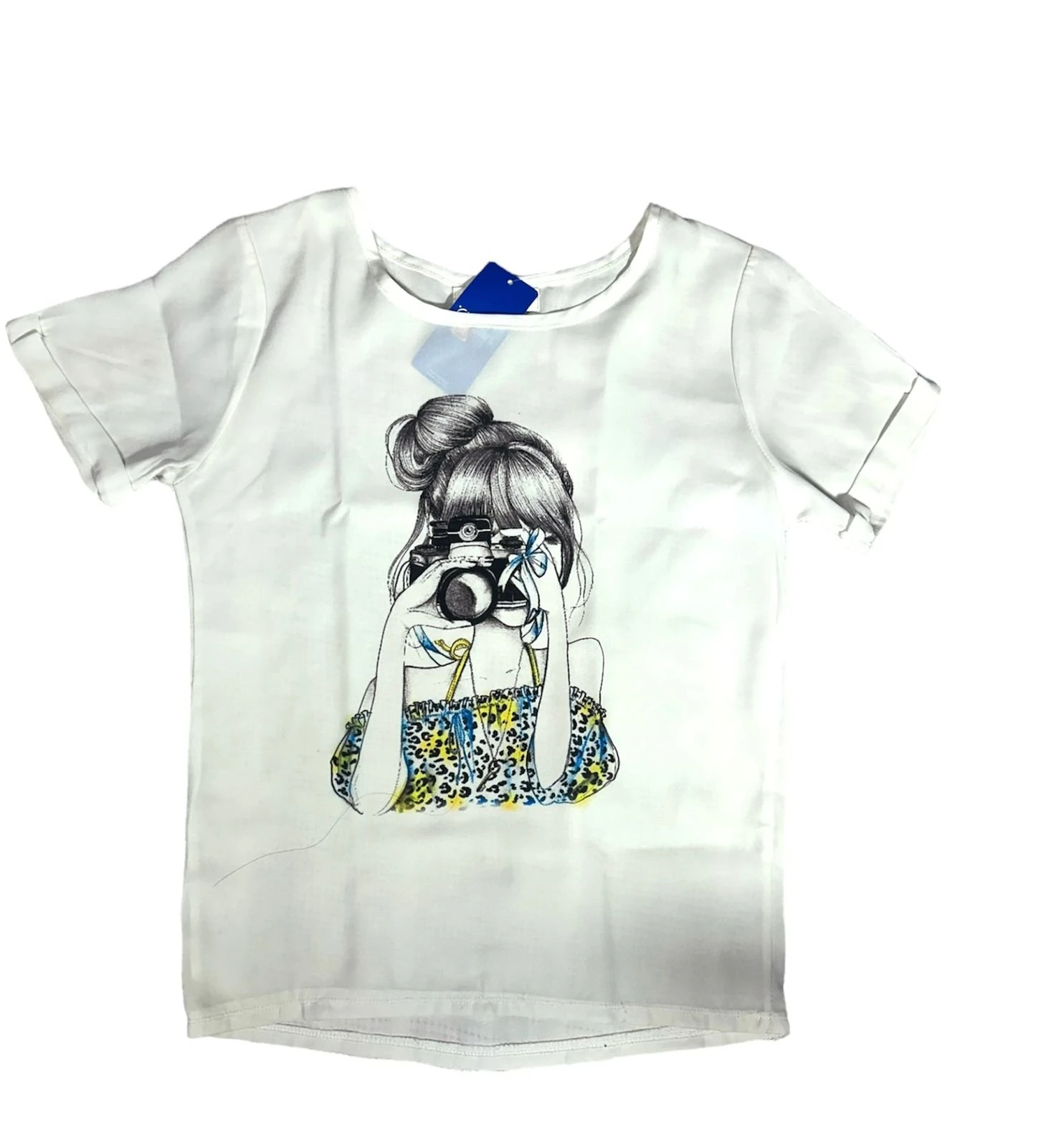 Women's Georgette Top White – Graphic Print