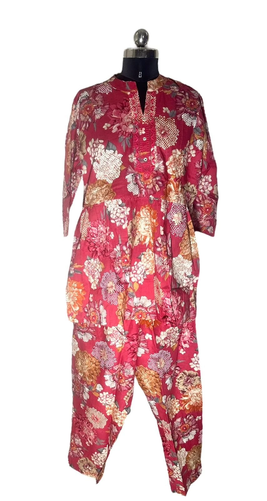 Women's Glaze Cotton Co-Ord Set Red – Printed