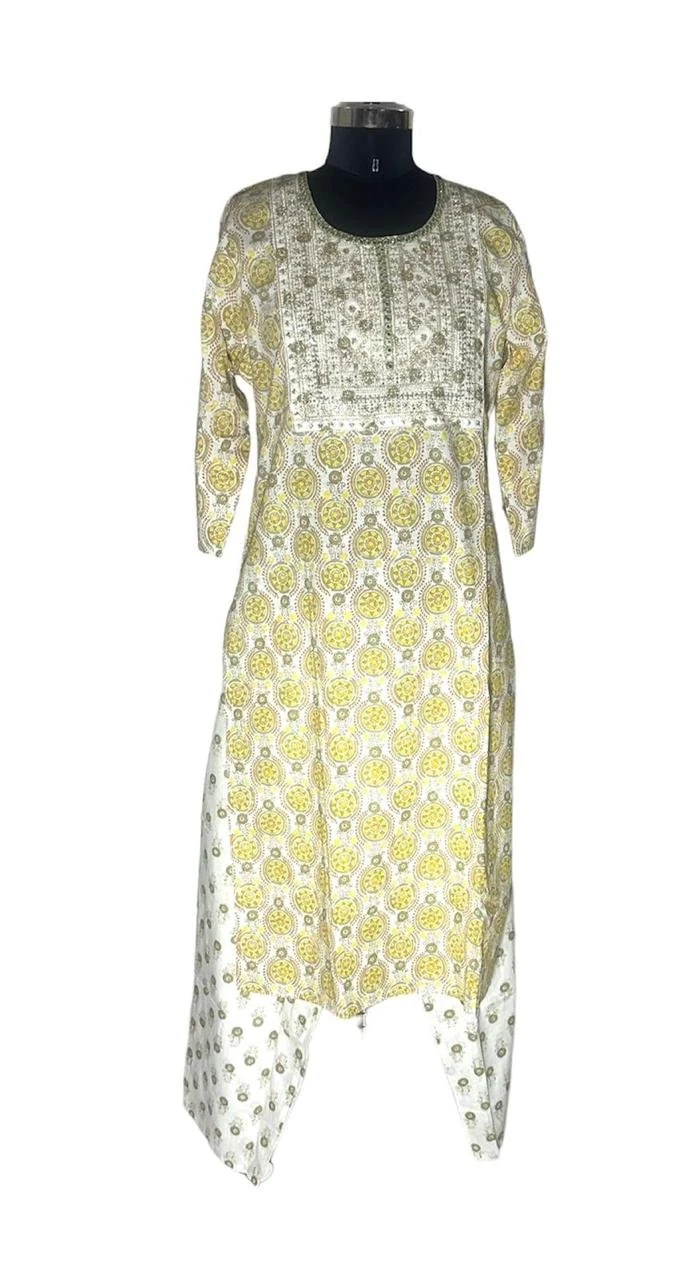 Women's Cotton Kurta Yellow – Textured