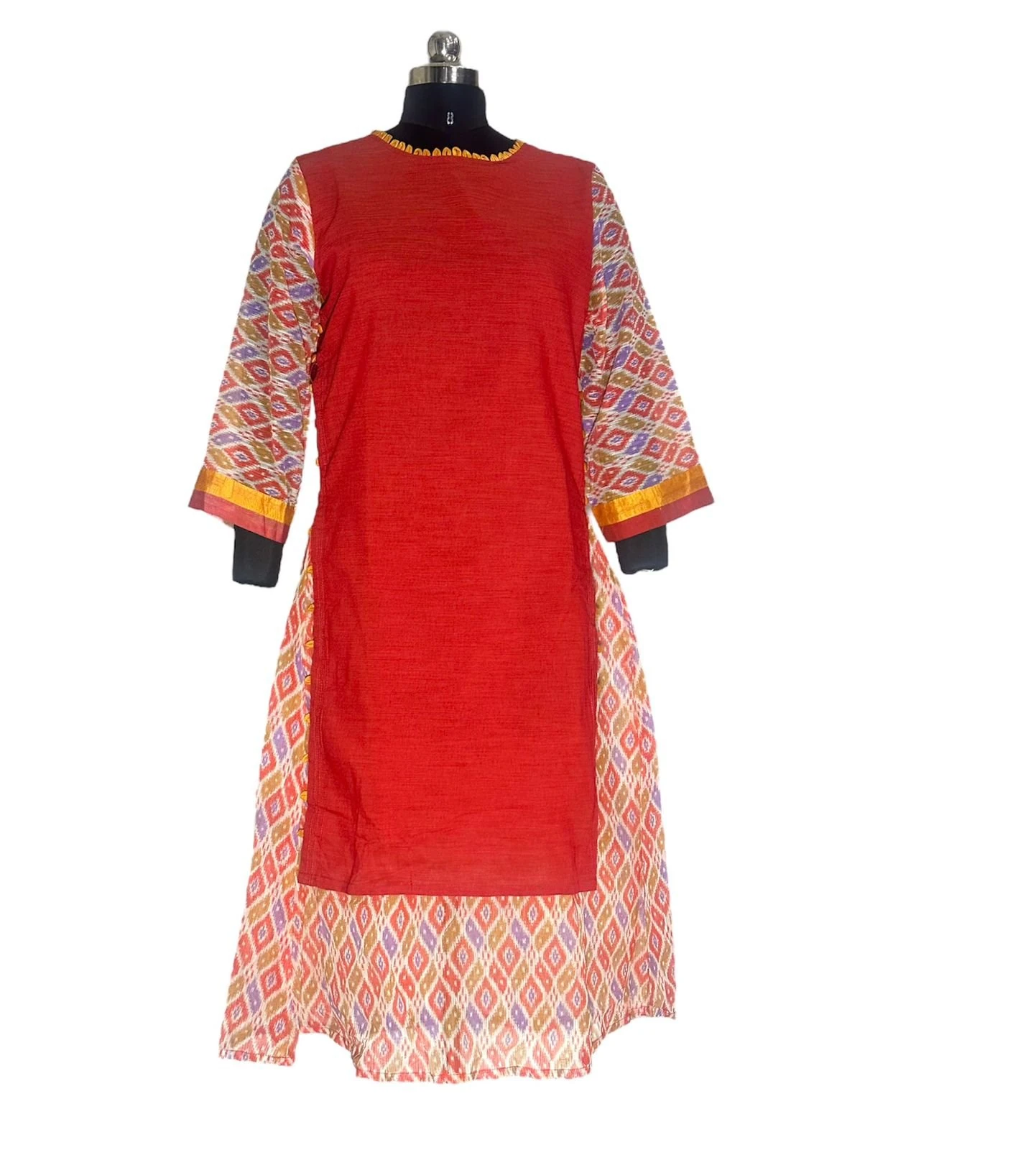 Women's Silk Kurta Red – Printed