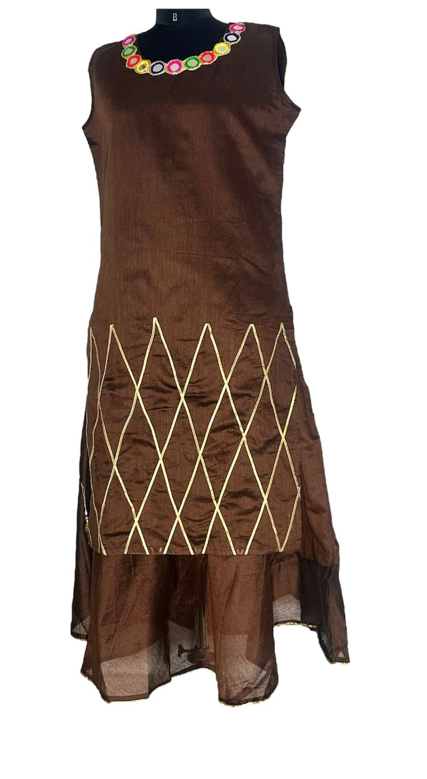 Women's Silk Kurta Brown – Embellished