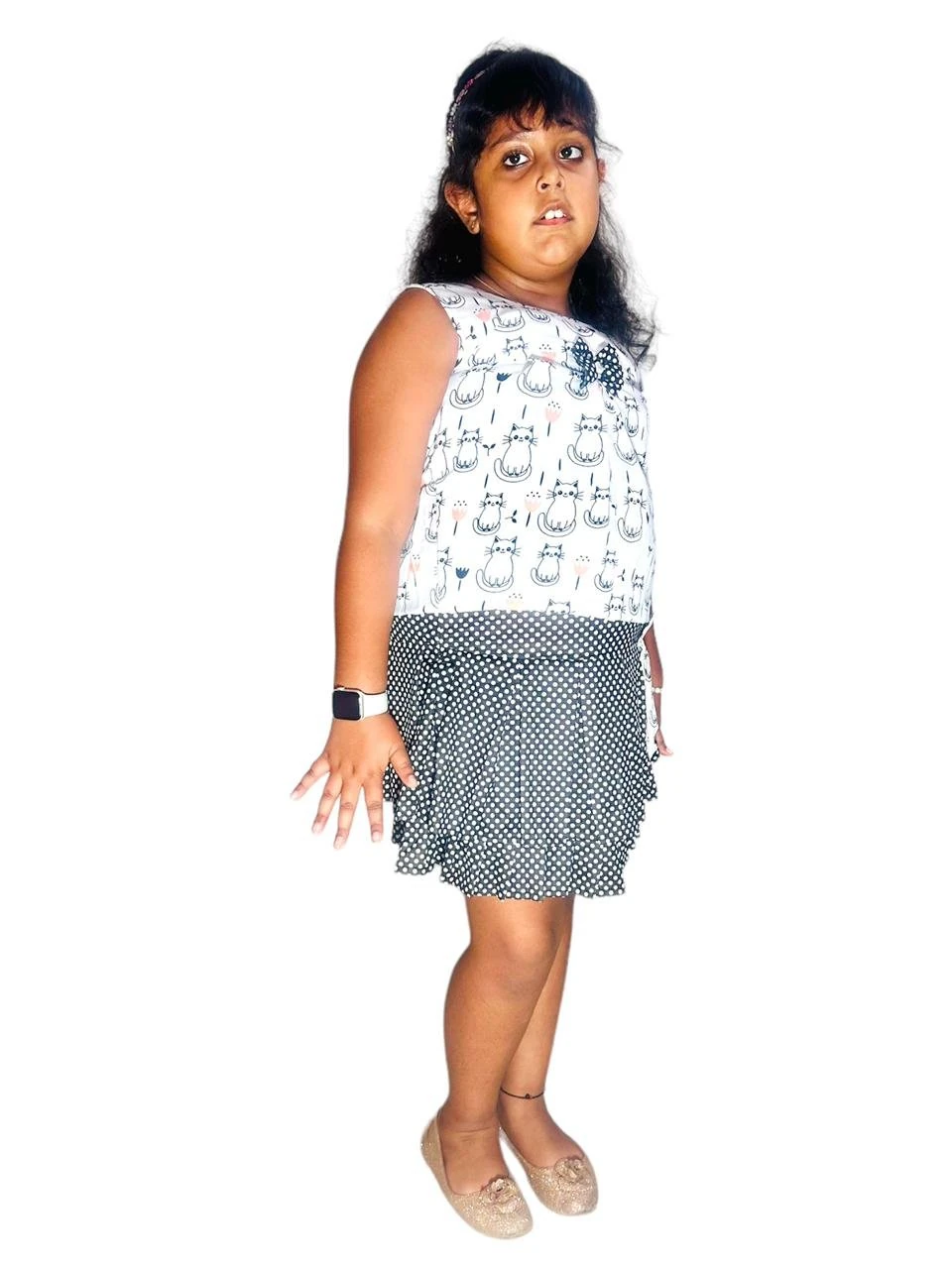 Girls' Viscose Rayon Top and Skirt Set Black – Abstract