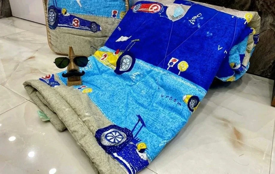 Kids' Blue Car Design Single Bed Comforter