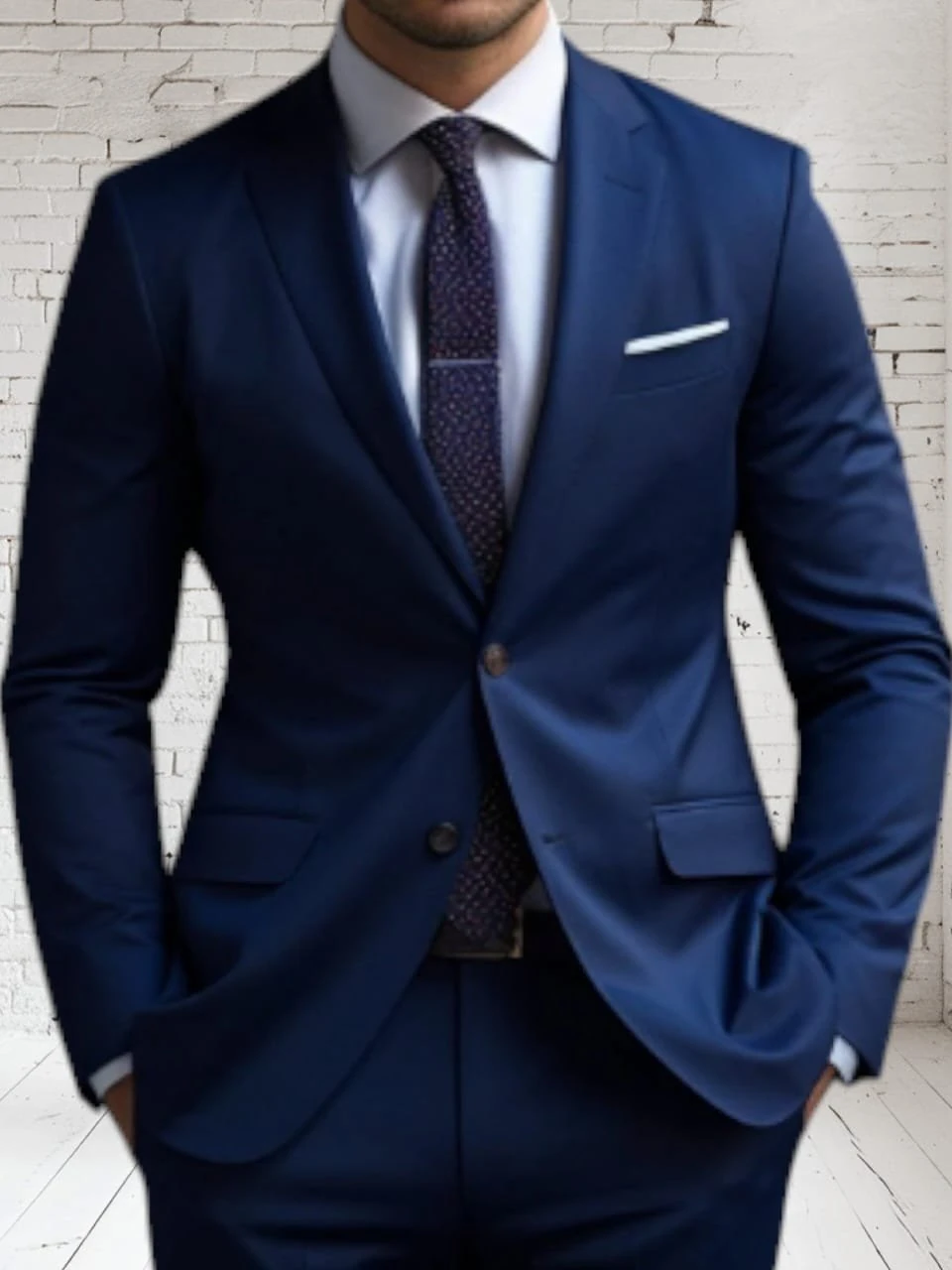 Men's Premium Fabric Suit Navy Blue – Solid