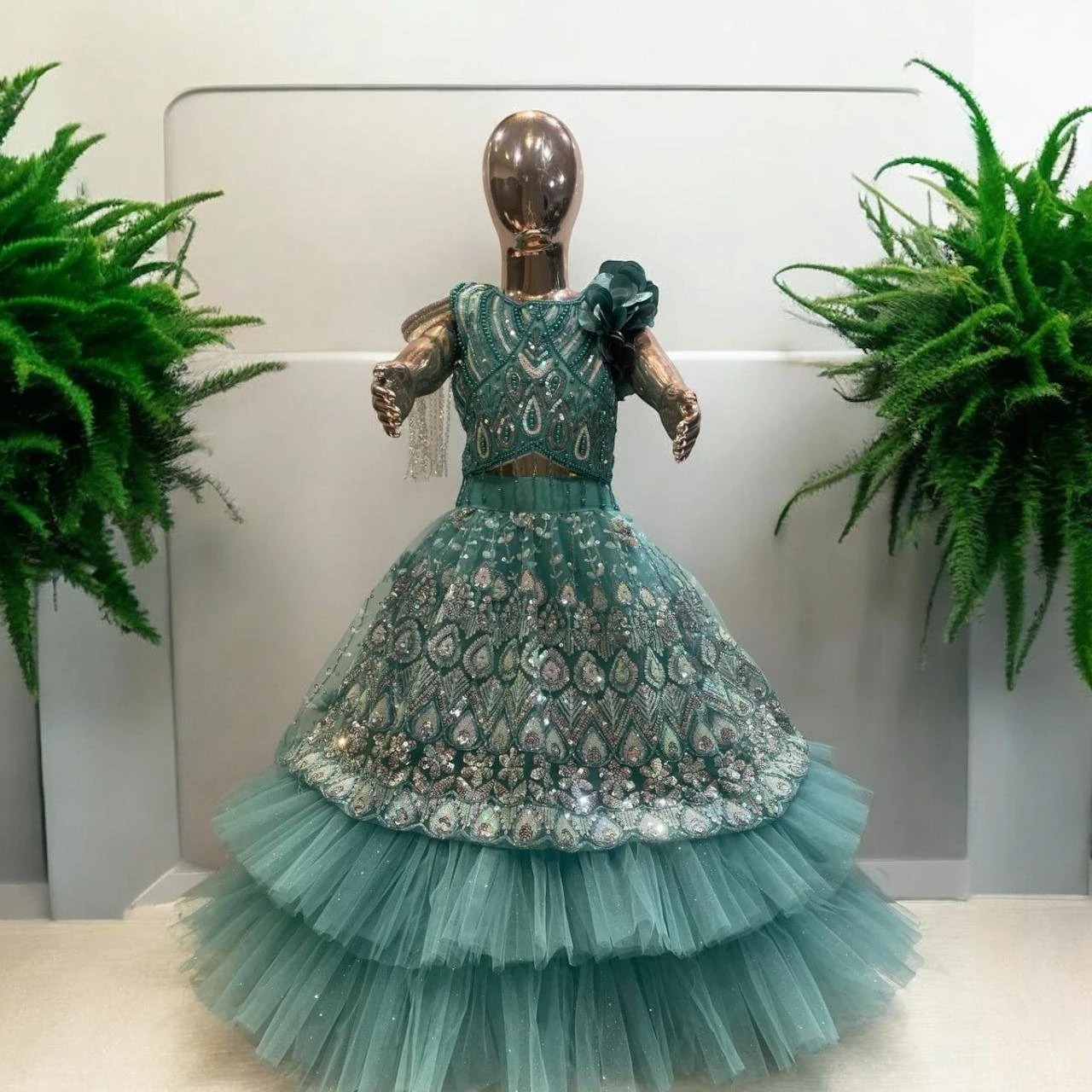Girls' Lehenga Choli Green – Embroidered