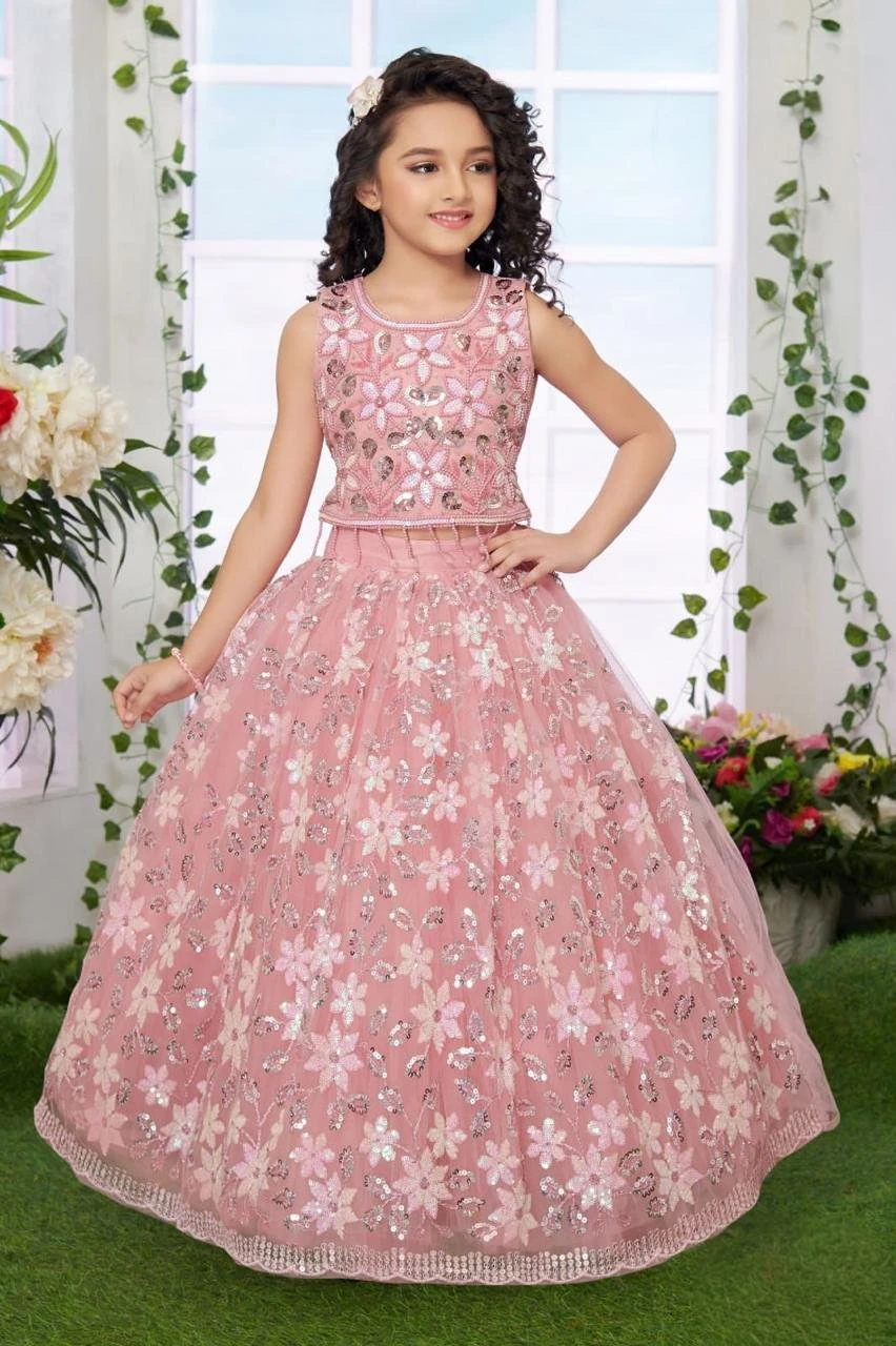 Girls' Lehenga Choli Pink – Embroidered