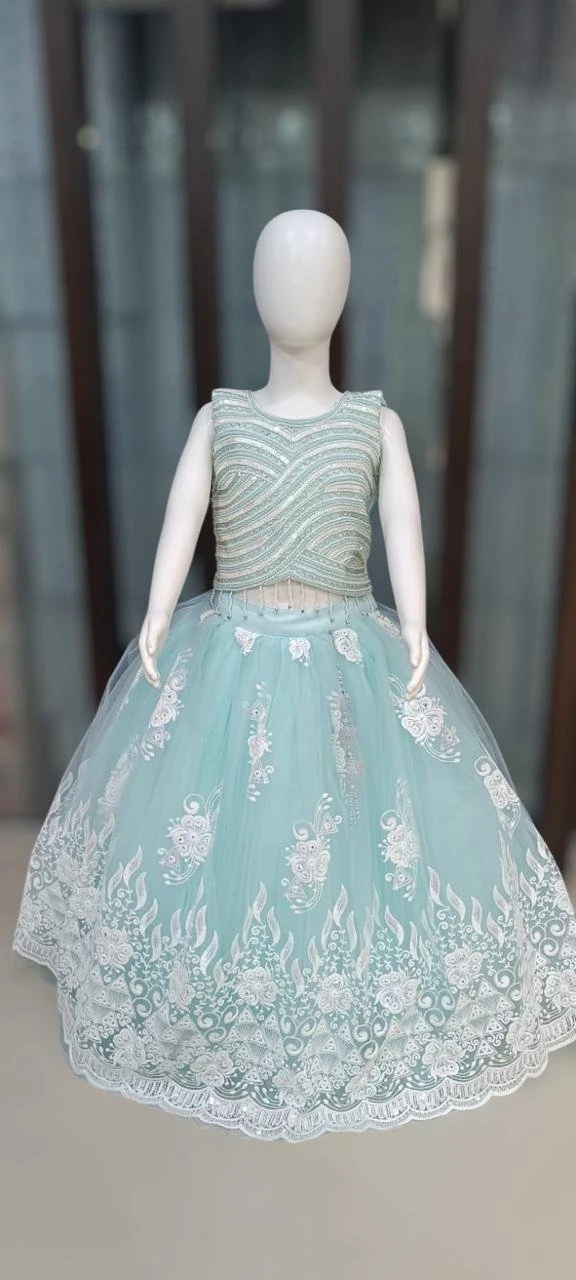 Girls' Lehenga Choli Green – Embroidered