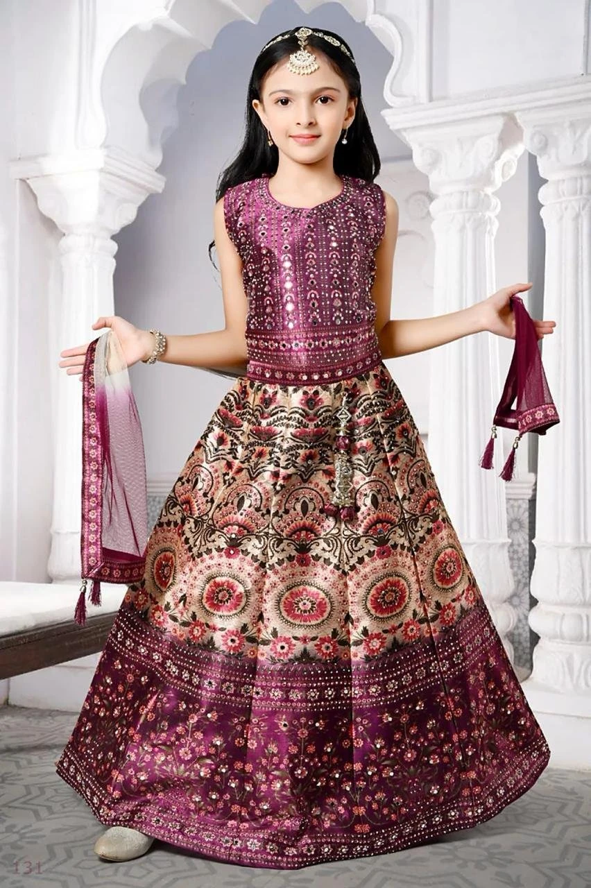 Girls' Lehenga Choli Burgundy