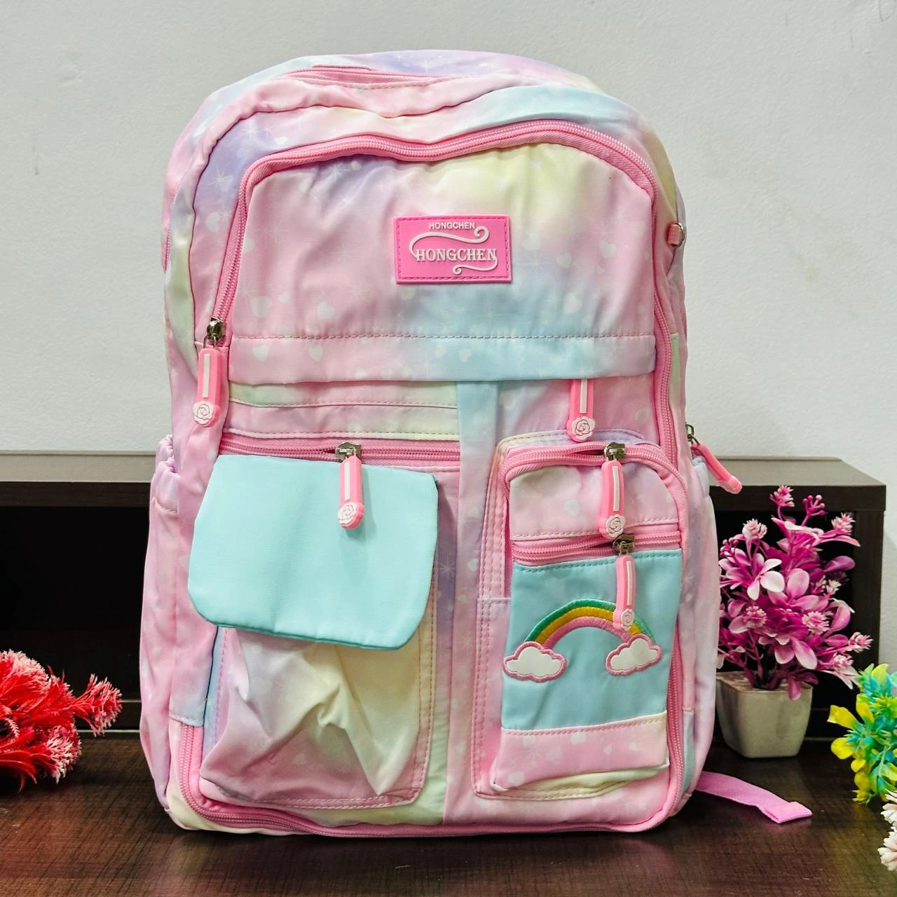 Gradient Rainbow Multi-Utility Backpack Pink