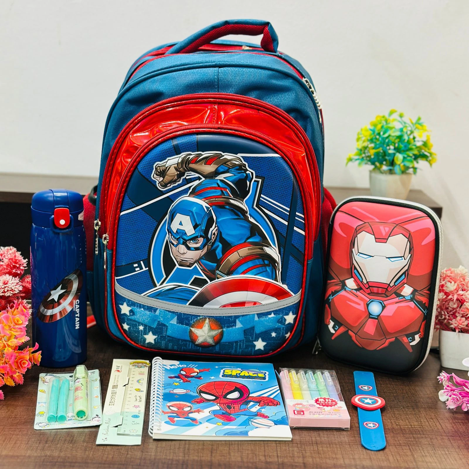 Captain America Head-Shell Backpack Combo Blue
