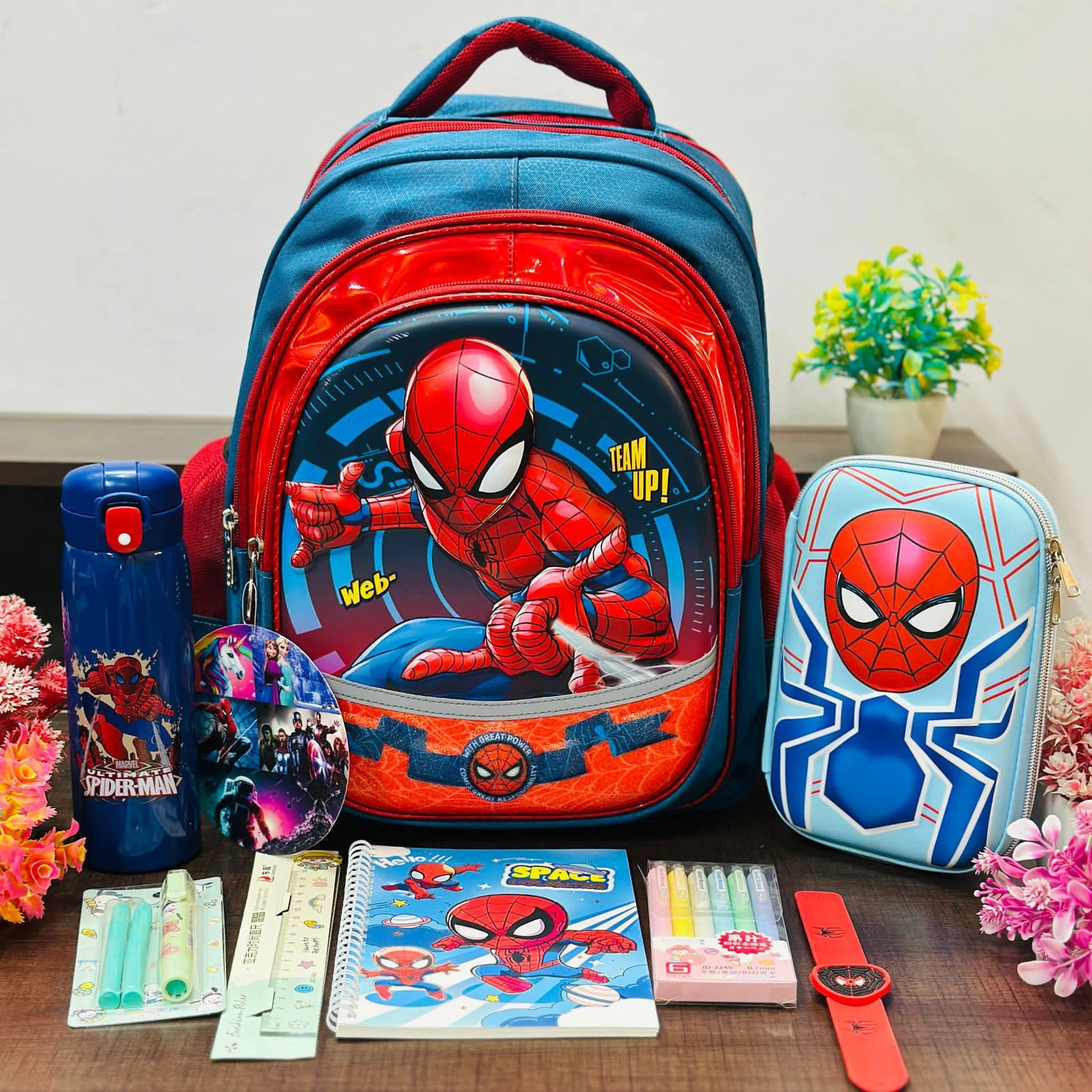 Spider Man Head-Shell Backpack Combo Blue