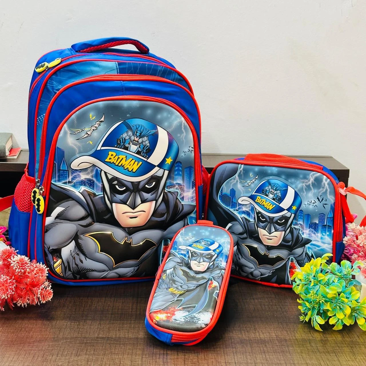 Batman Hard-Shell Waterproof 3d Pre-School Combo Blue