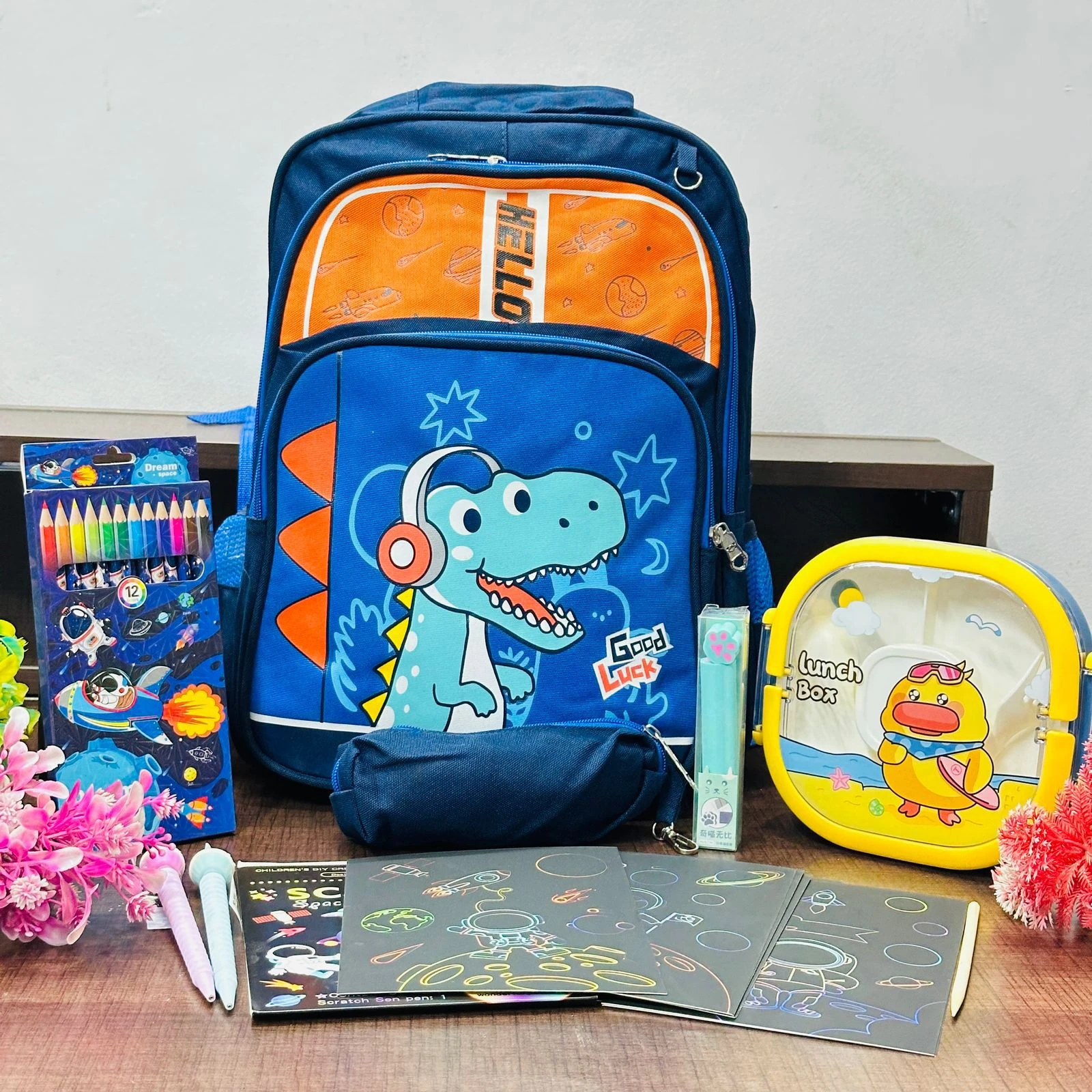 Dinosaur Pre-School Backpack and Kit Blue