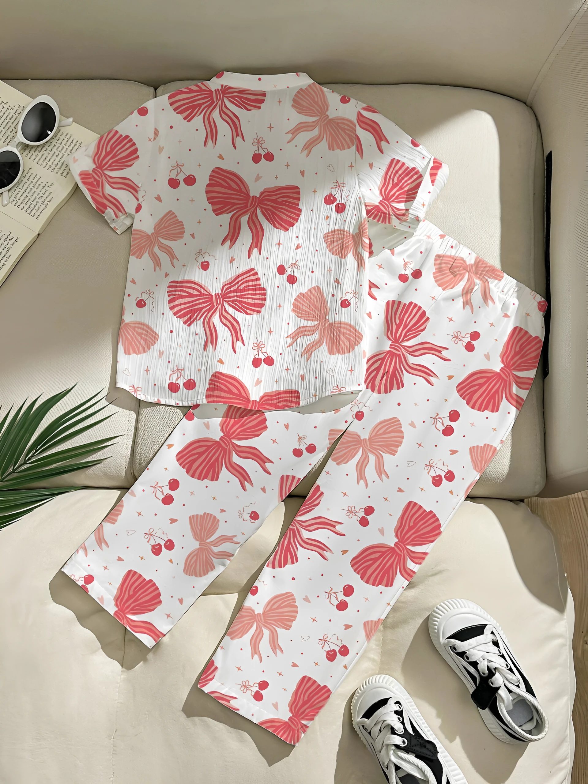 Girls' Premium Fabric Clothing Set White – Graphic Print