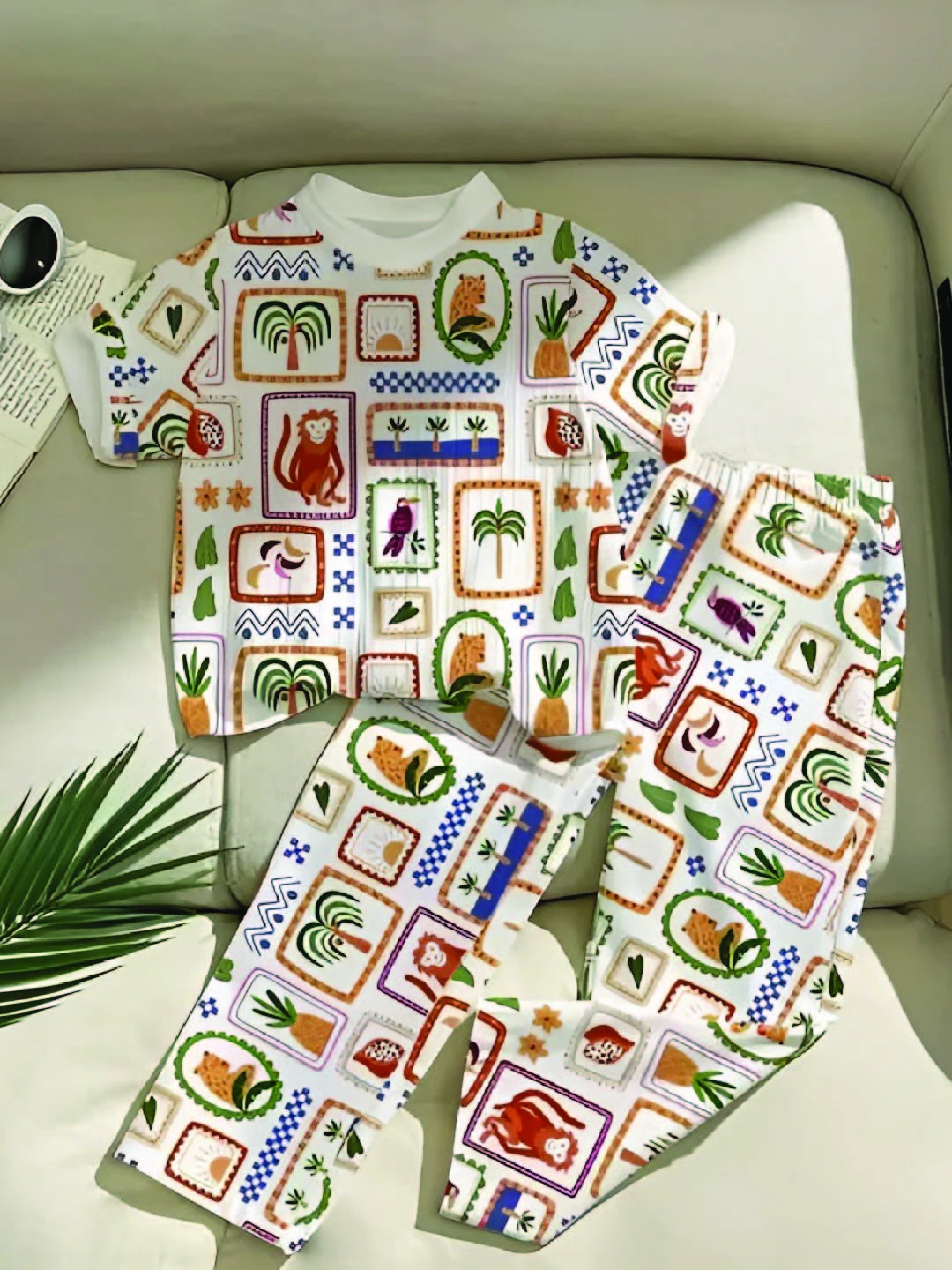 Girls' Premium Fabric Clothing Set White – Graphic Print