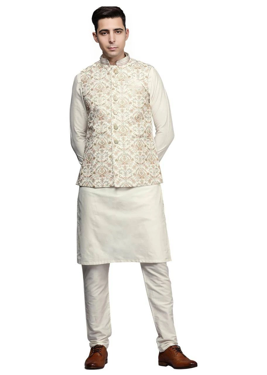 Men's Jacquard Silk Jacket Off-White – Embroidered