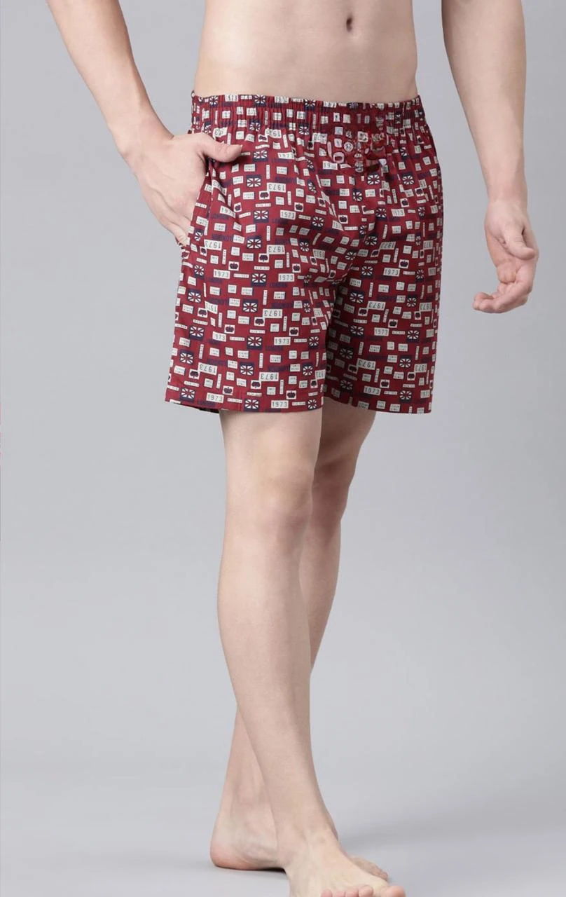Men's Cotton Boxers Red & Black – Printed