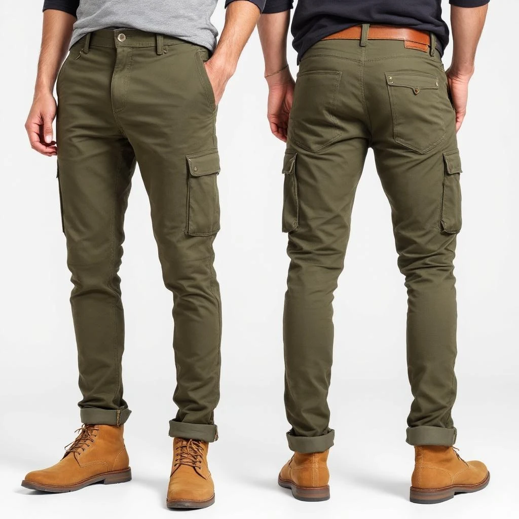 Men's Cotton Pants Olive Green – Slim Fit