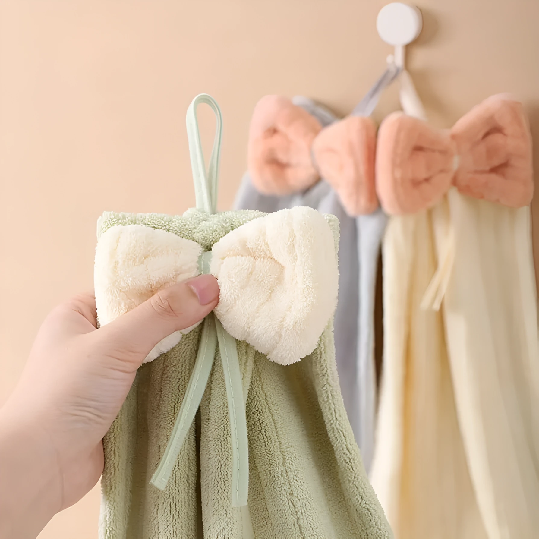 3 Pcs Bow Hand Towels Set Multicolour
