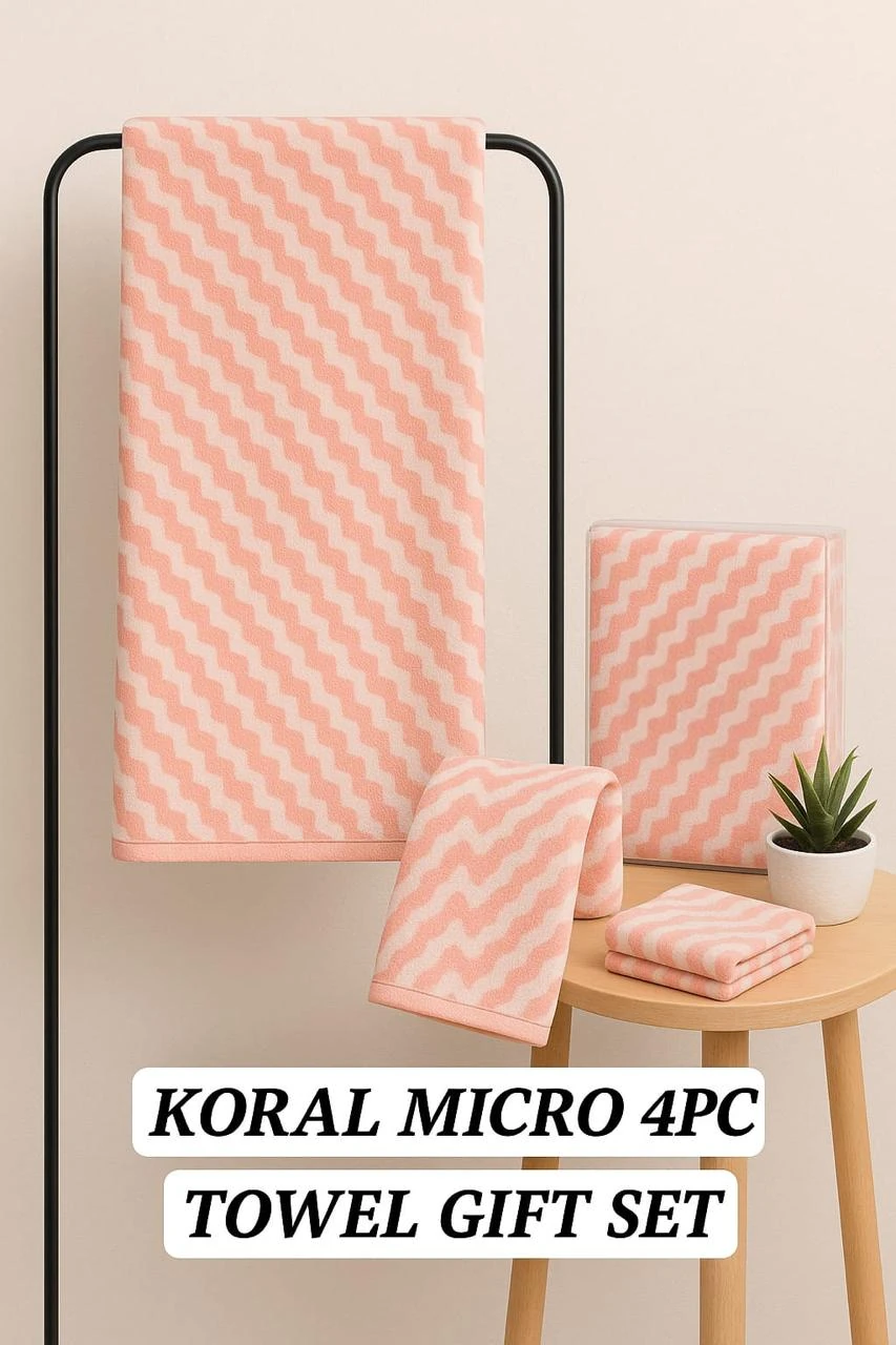 Koral Micro Couple 4pcs Towel Set Orange