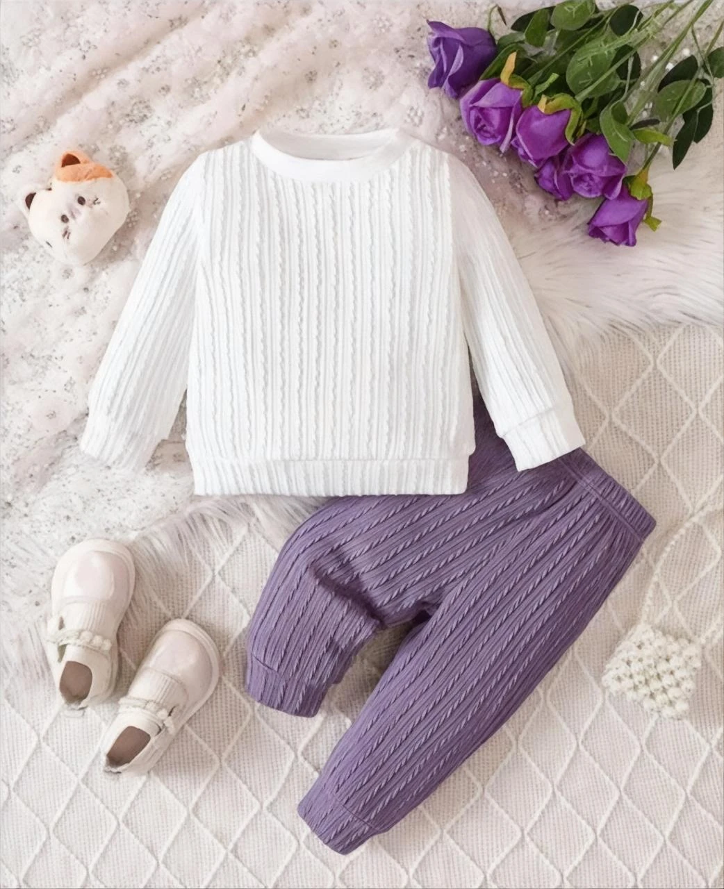 Girls' Premium Fabric Clothing Set White