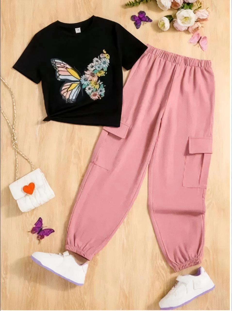 Girls' Premium Fabric Clothing Set Black