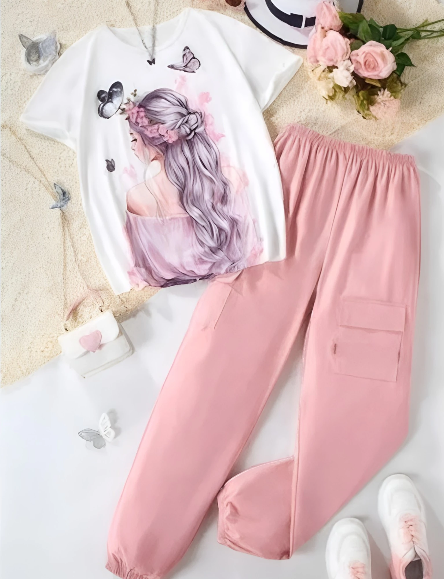 Girls' Premium Fabric Clothing Set White