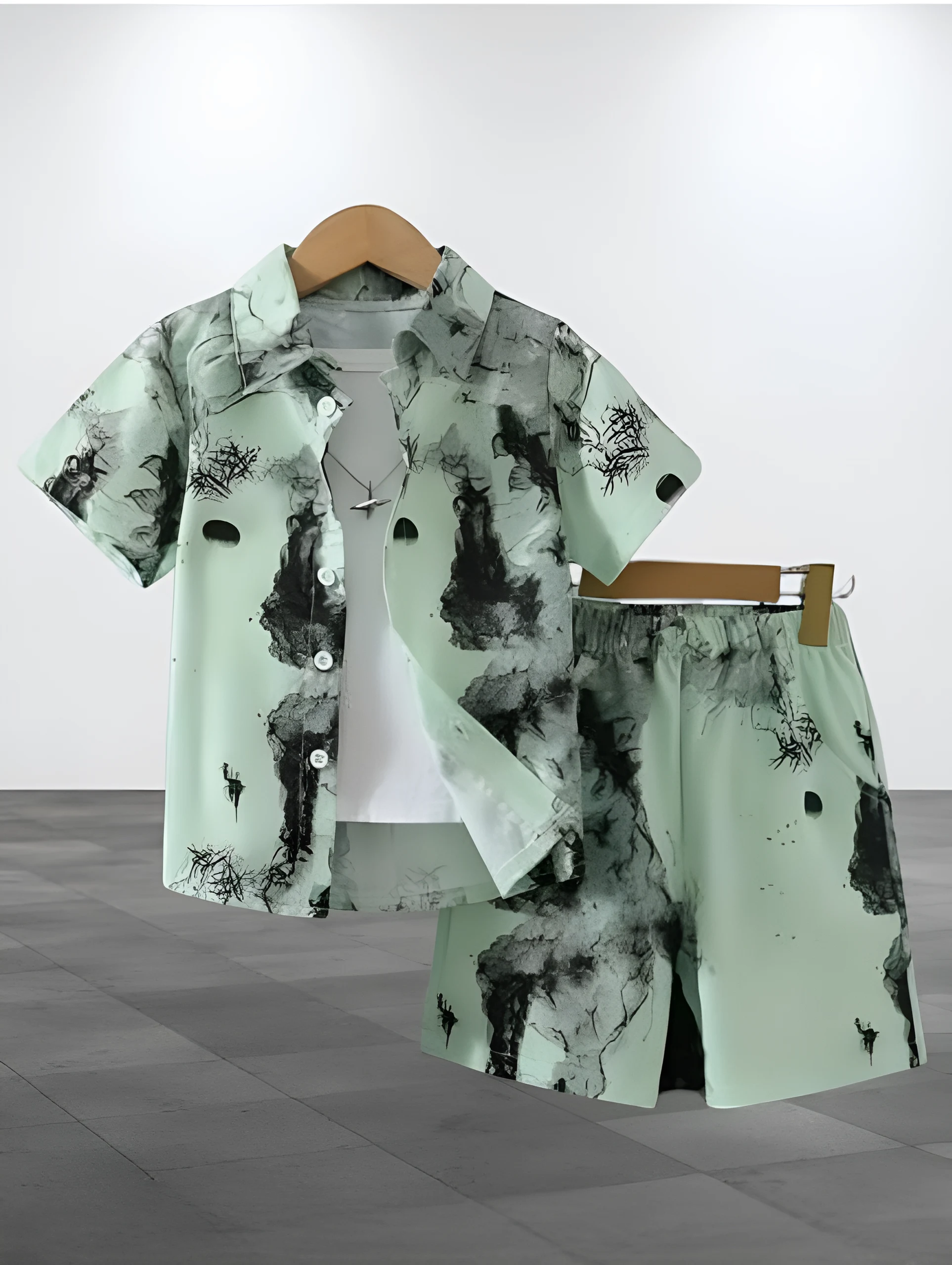 Girls' Cotton Shirt Pista Green – Printed