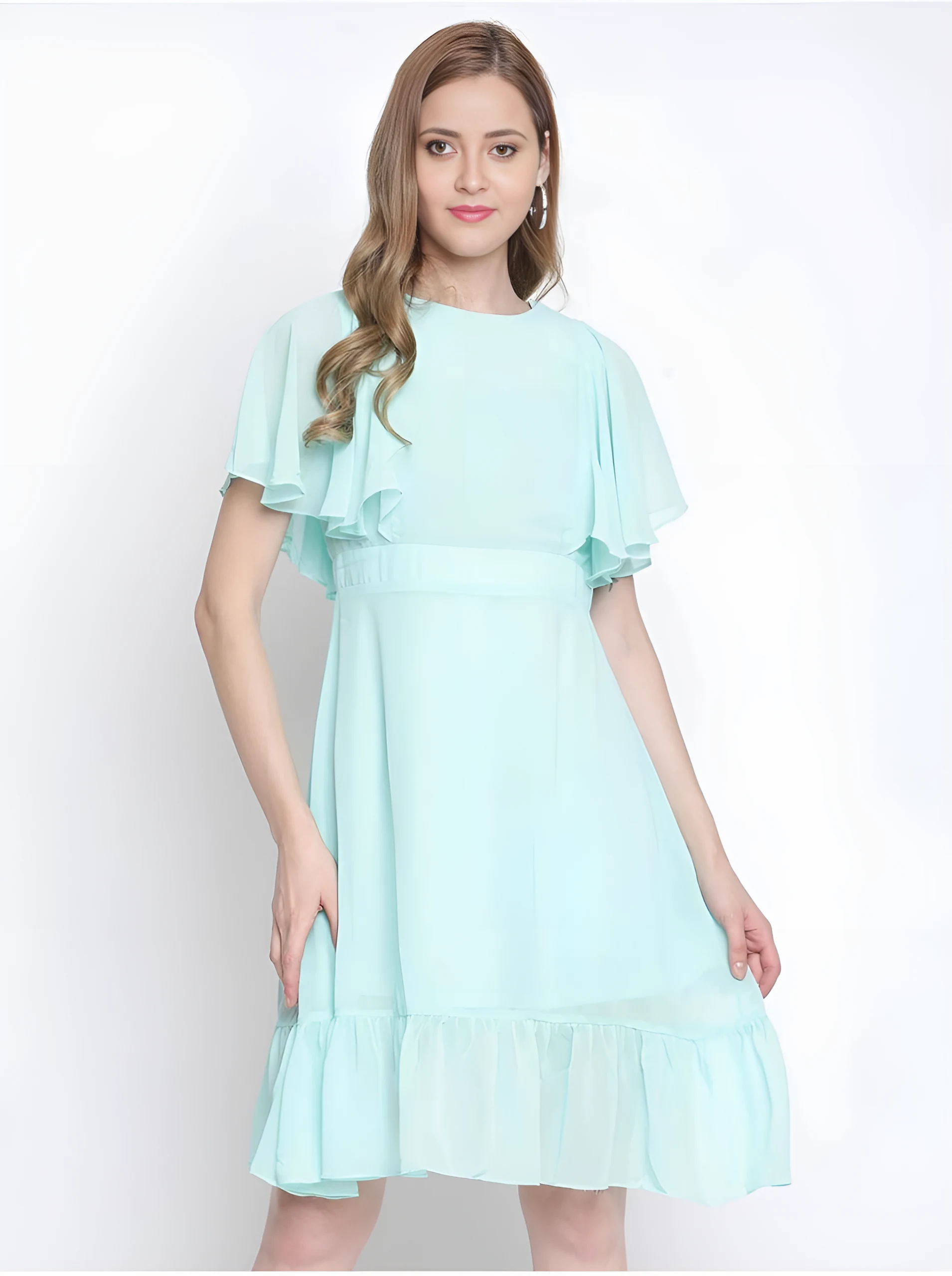 Women's Georgette Dress Sea Green – a-Line