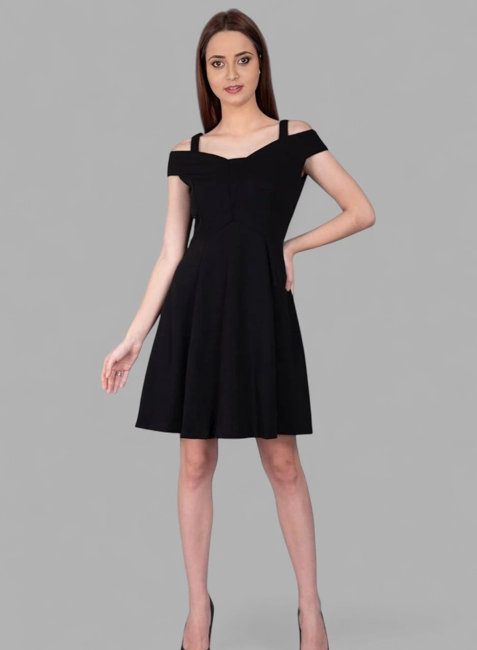 Women's Premium Fabric Dress Black – Solid