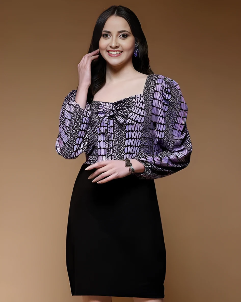 Women's Premium Fabric Dress Purple – Slim Fit