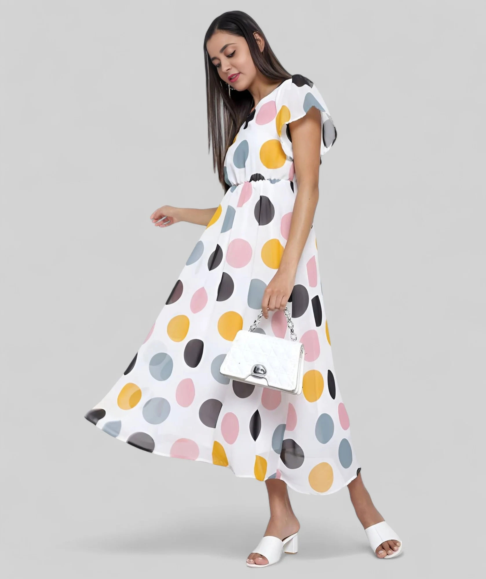 Women's Georgette Dress White – Ready to Wear