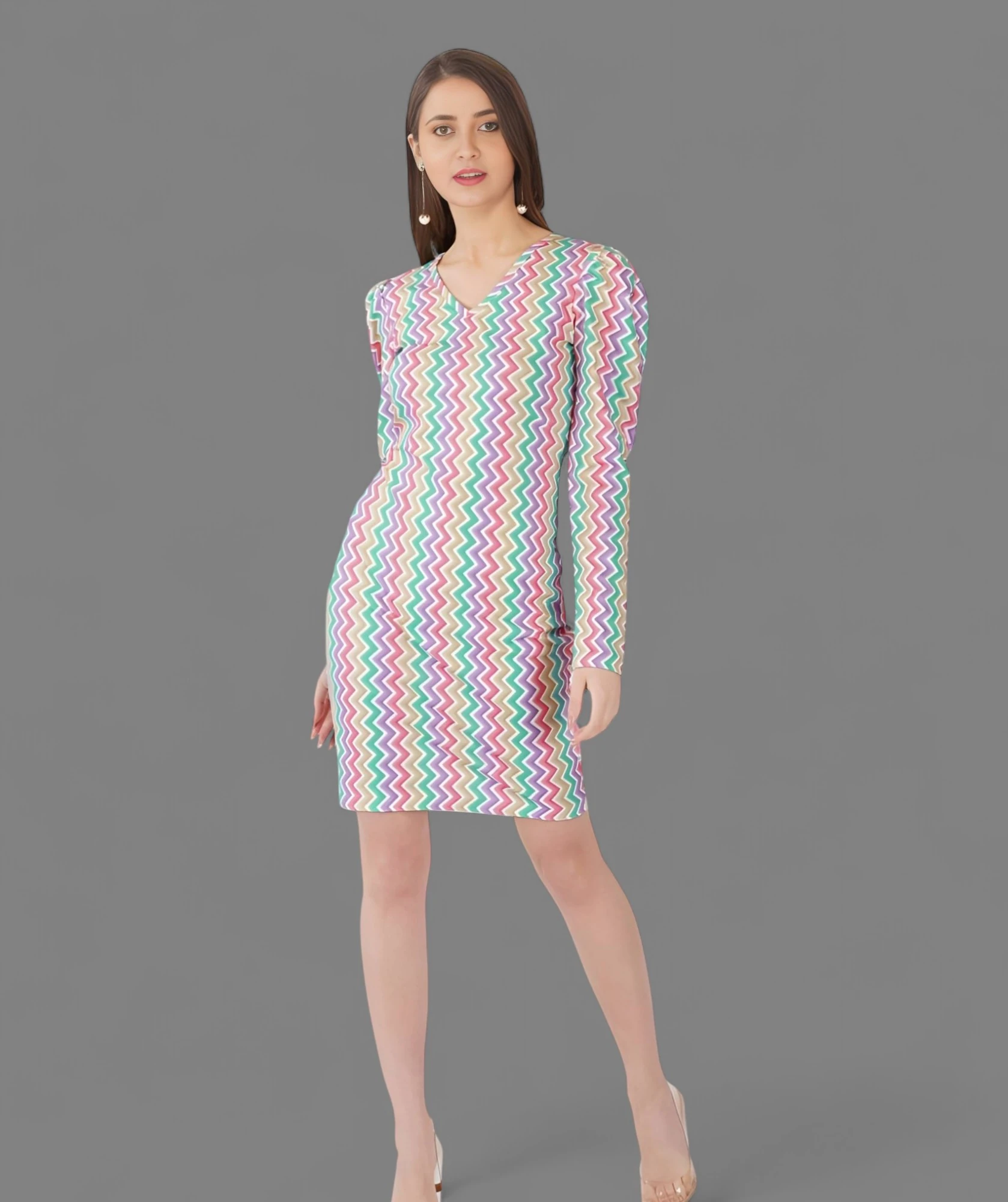 Women's Lycra Dress Multicolour – Slim Fit