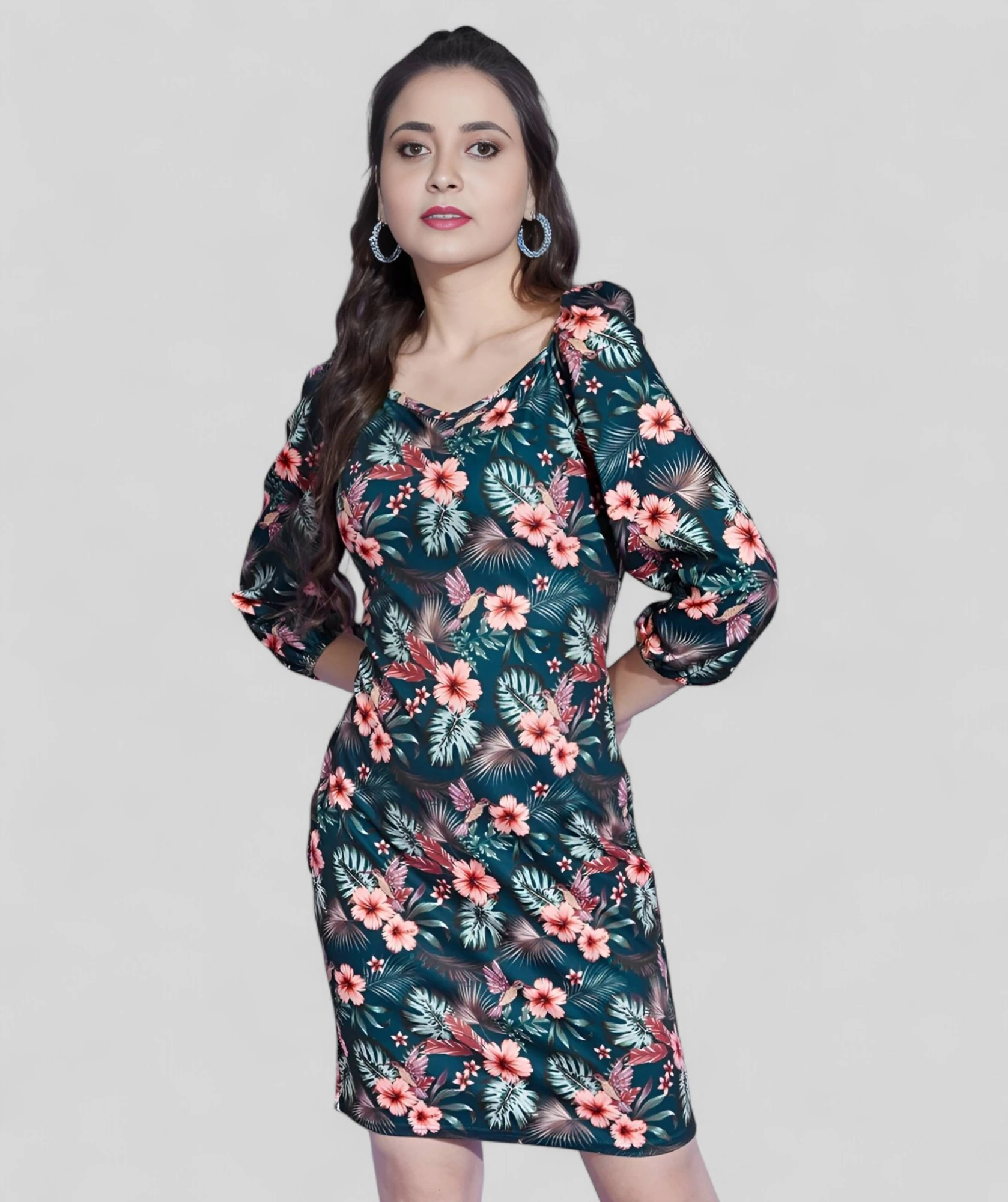 Women's Premium Fabric Scuba Dress Teal Green – Slim Fit