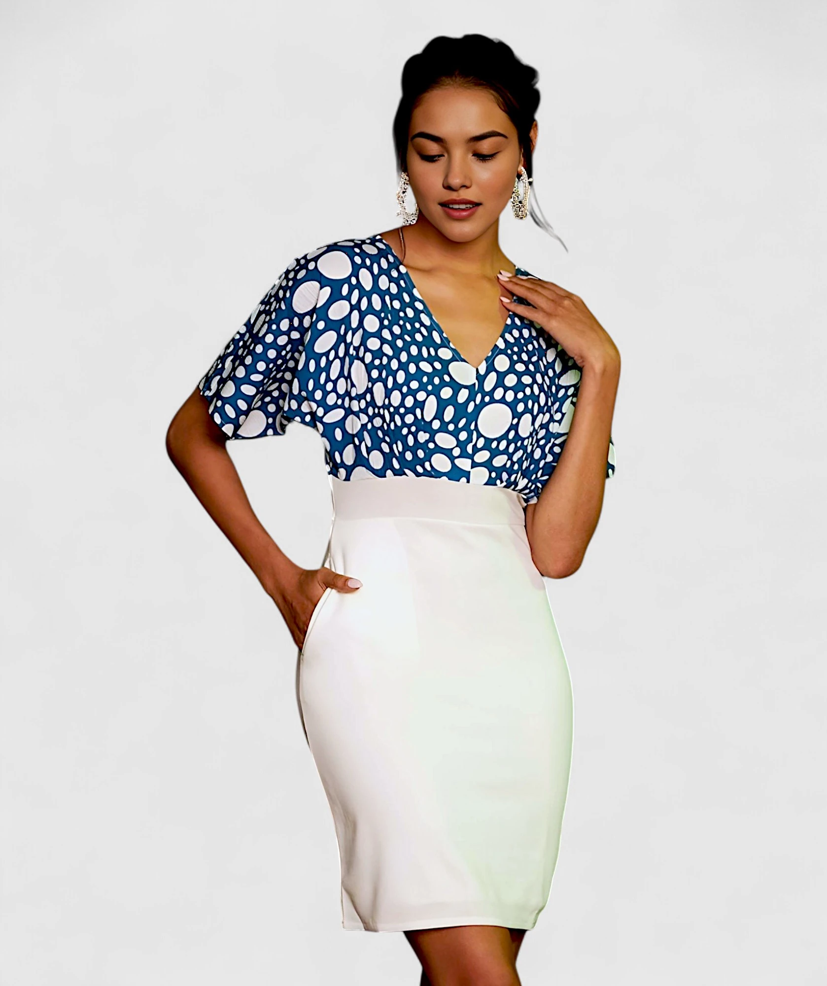 Women's Premium Fabric Dress Blue – Slim Fit