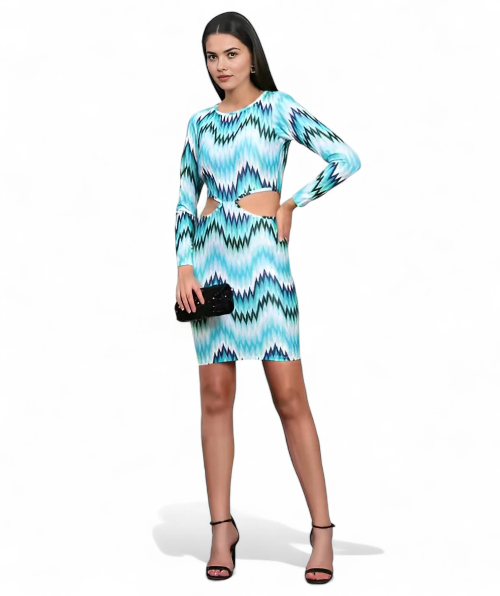 Women's Premium Fabric Dress Blue – Slim Fit
