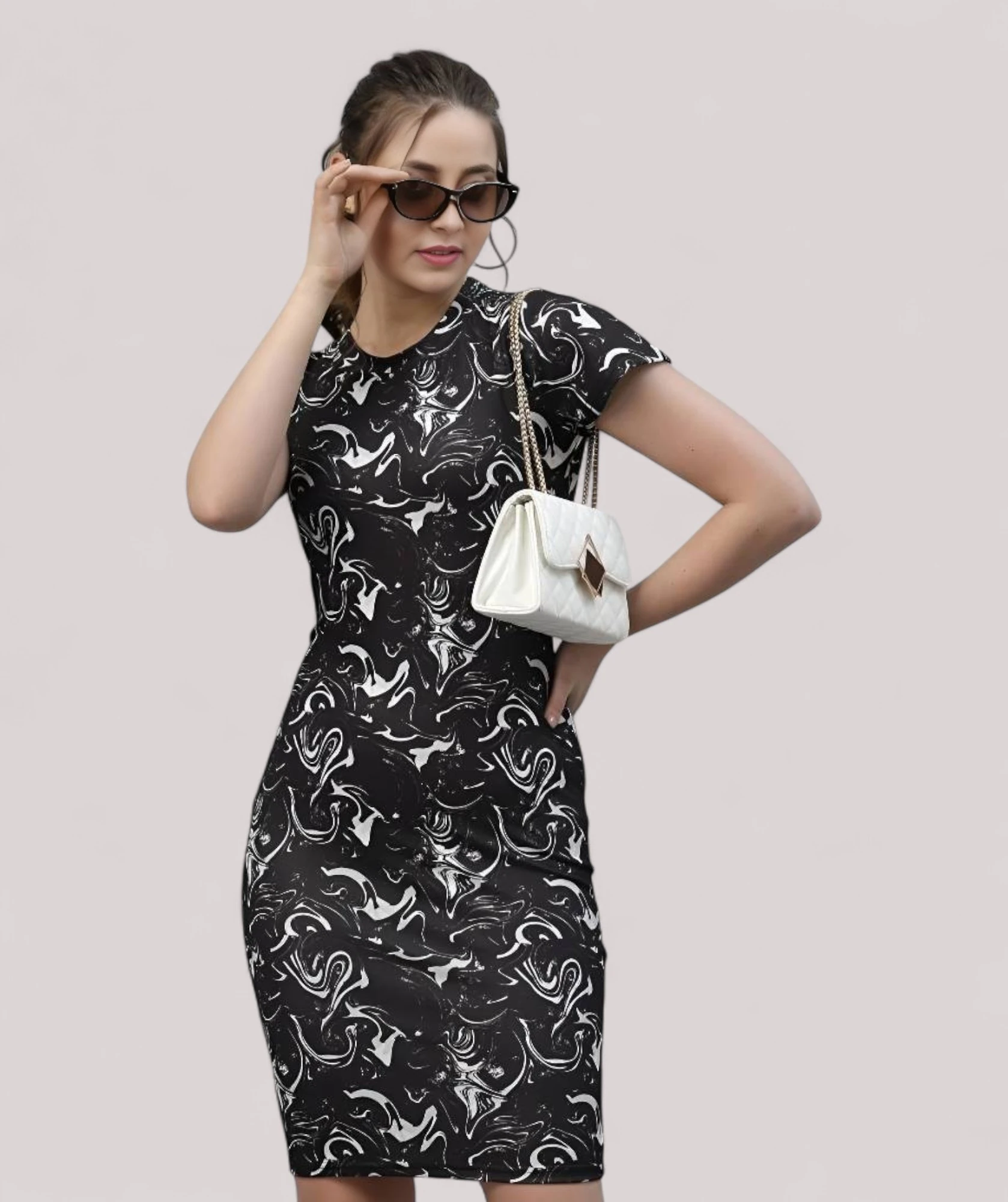 Women's Premium Fabric Scuba Dress Black – Slim Fit