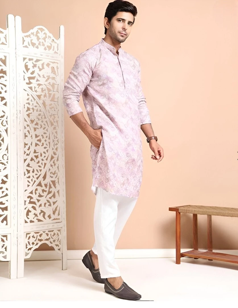 Men's Cotton Suit Purple & Pink – Ready to Wear
