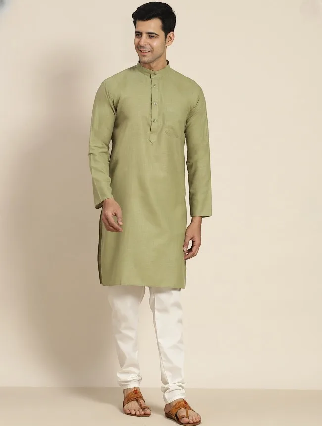 Men's Cotton Kurta Green – Ready to Wear