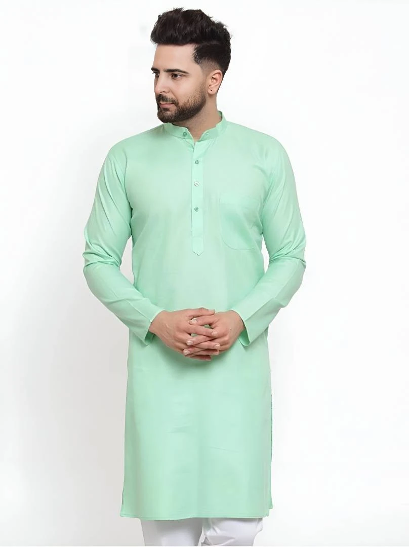Men's Dupion Silk Kurta Set Sea Green – Regular