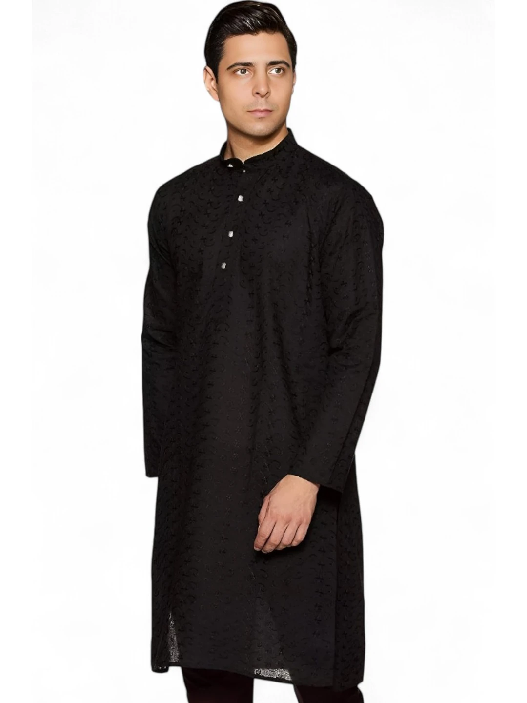 Men's Cotton Kurta Set Black – Ready to Wear