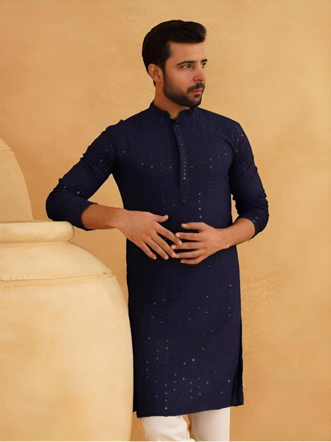 Men's Cotton Kurta Set Purple – Ready to Wear