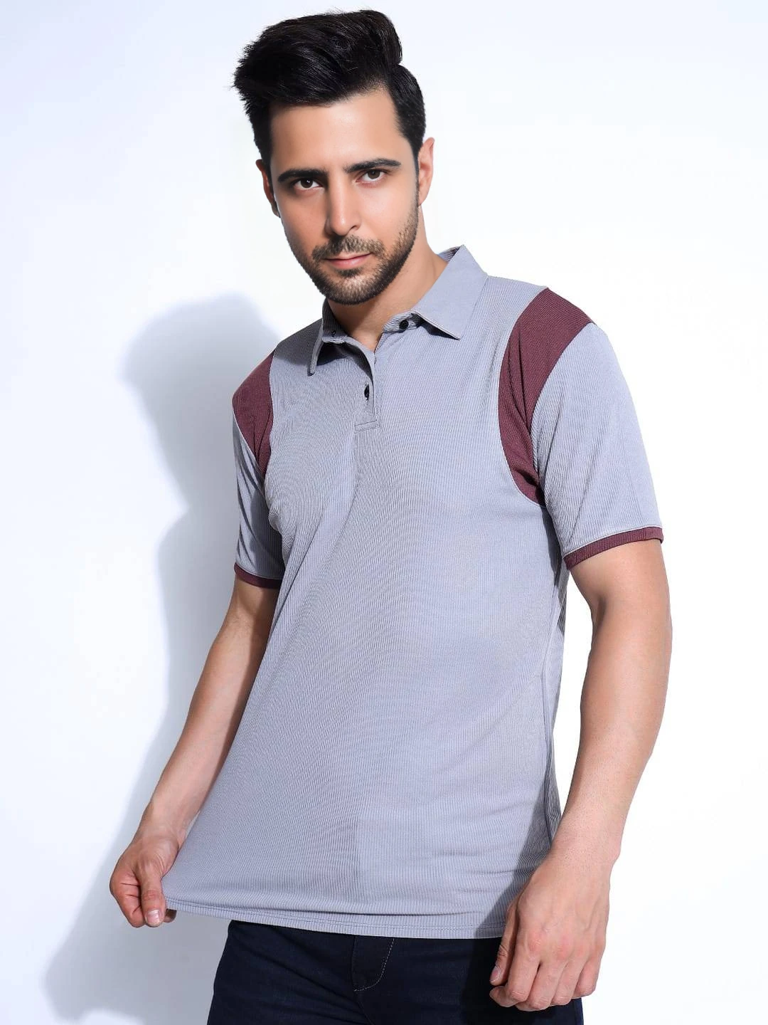 Men's Cotton Blend Polo T-Shirt Grey – Regular Fit