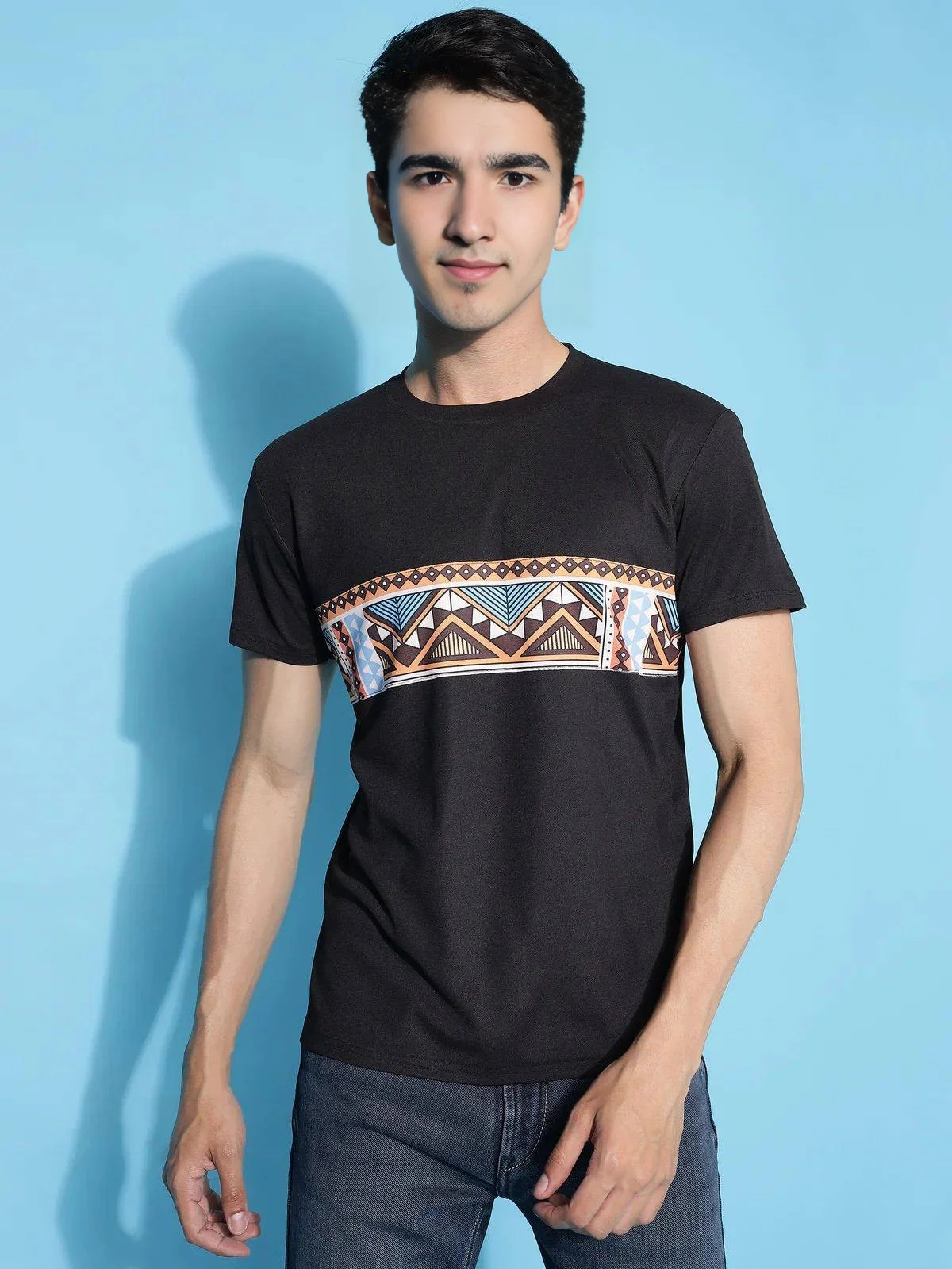 Men's Cotton Blend T-Shirt Black – Geometric