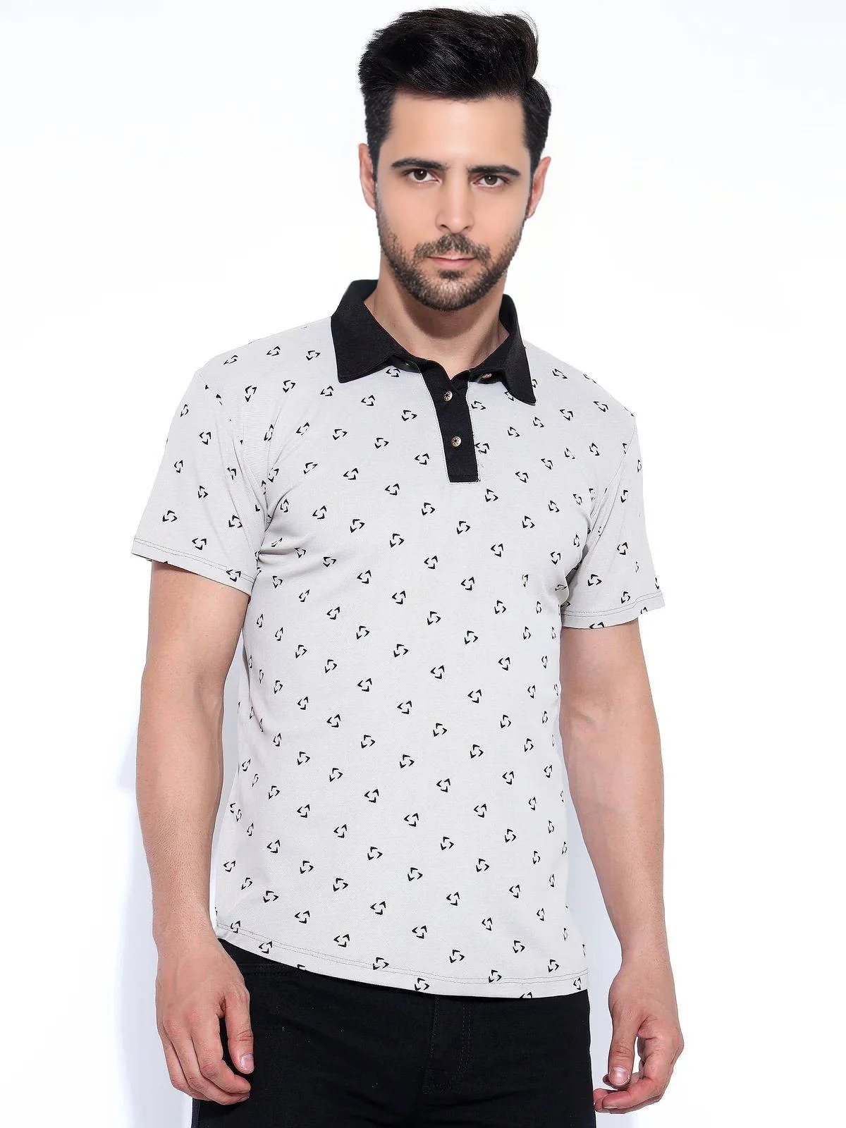 Men's Cotton Blend Polo T-Shirt Grey – Regular Fit