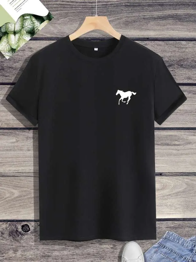 Men's Cotton Blend T-Shirt Black – Animal Print
