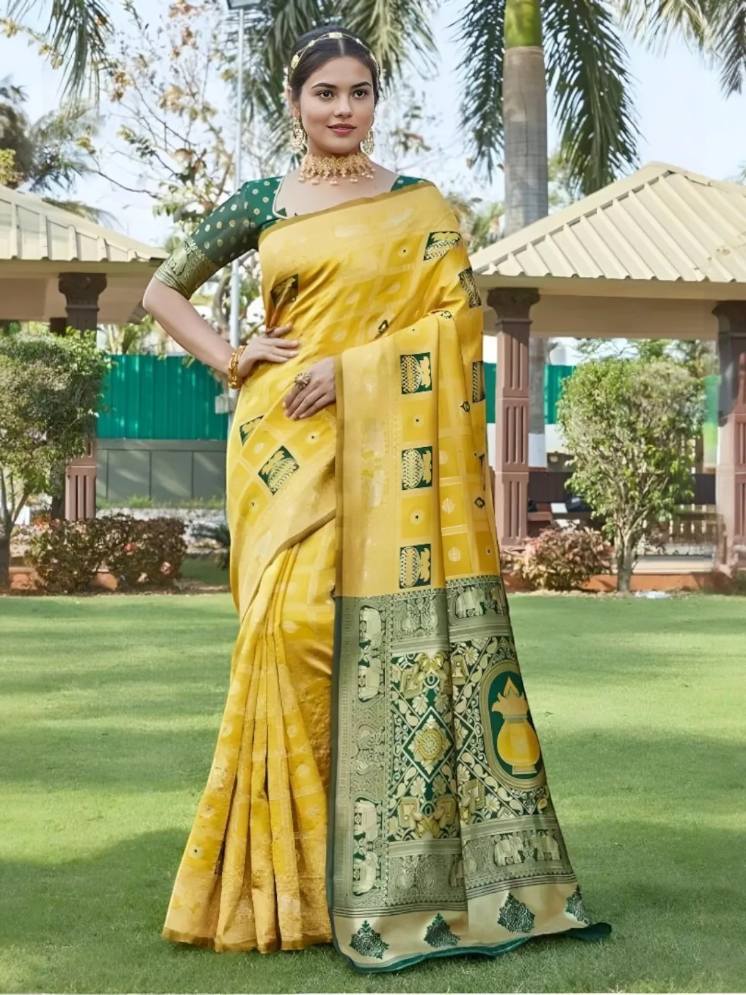 Women's Silk Saree Yellow – Embellished
