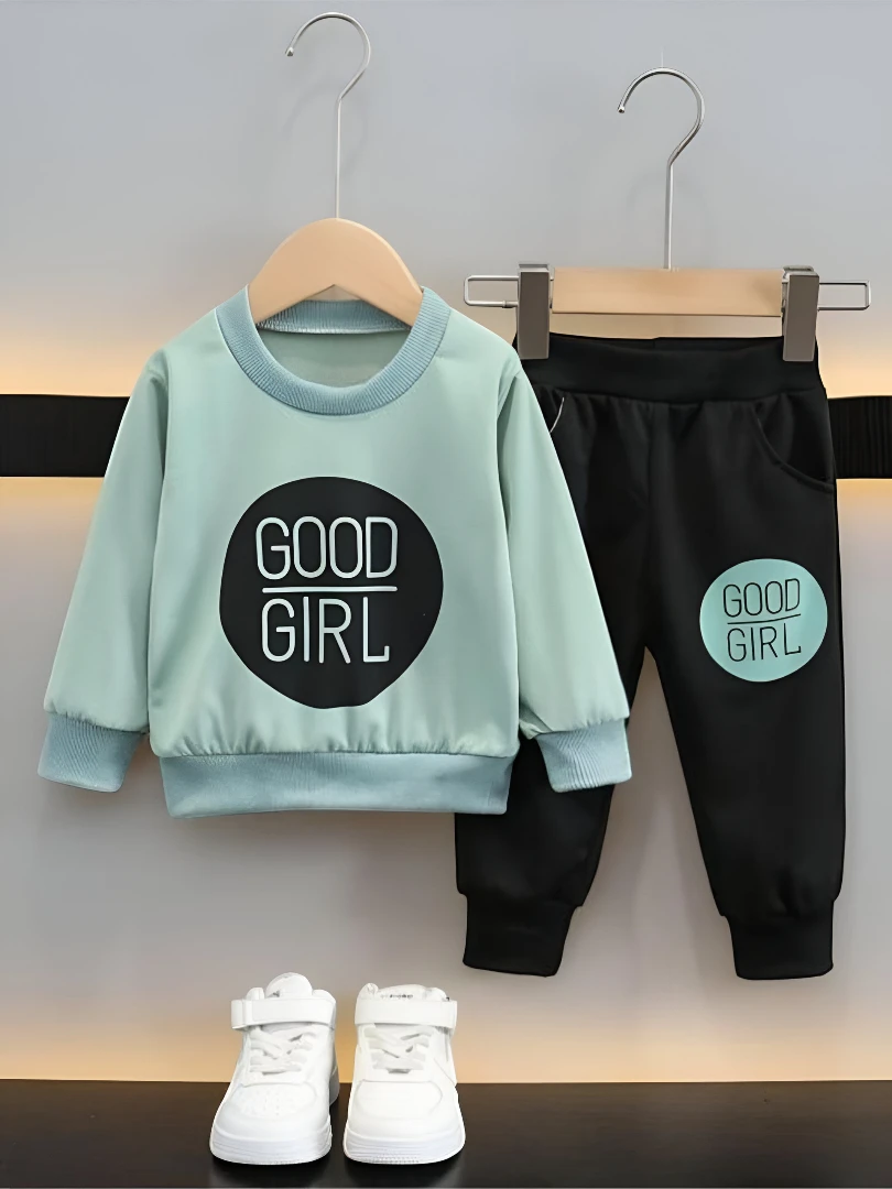 Girls' Premium Fabric Clothing Set Pista Green