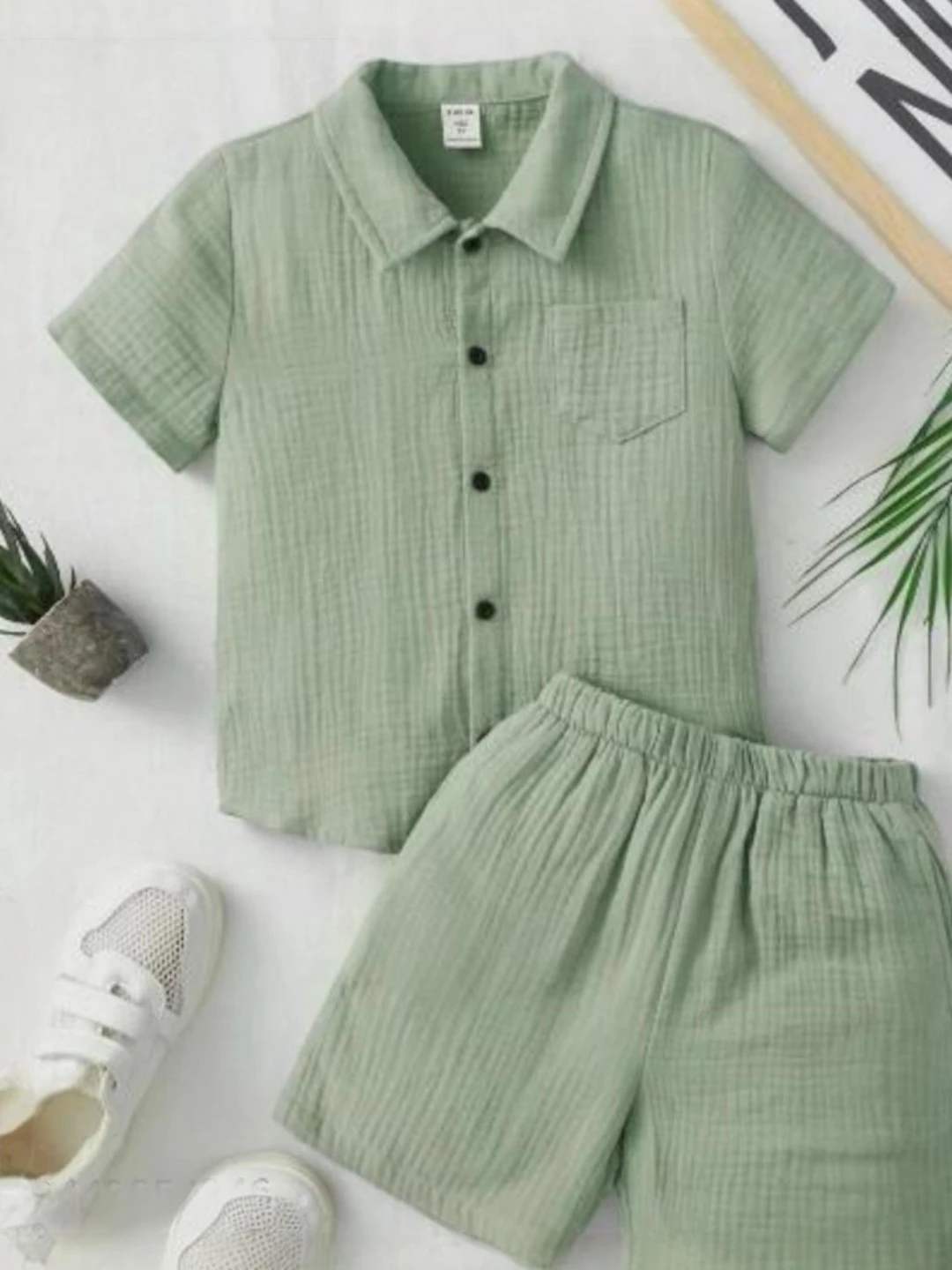 Girls' Premium Fabric Popcorn Clothing Set Sage Green – Regular Fit