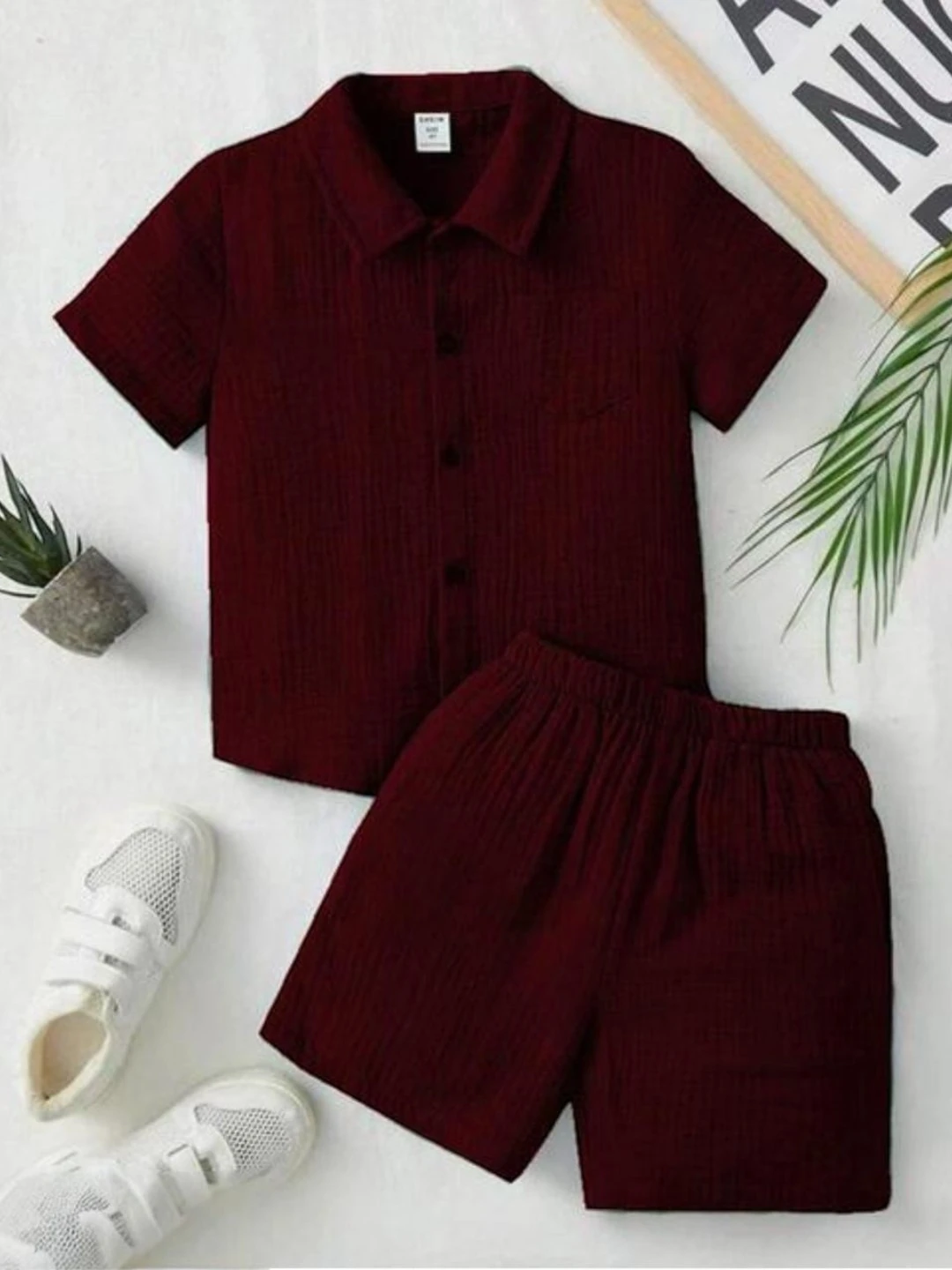 Girls' Premium Fabric Popcorn Clothing Set Maroon – Regular Fit